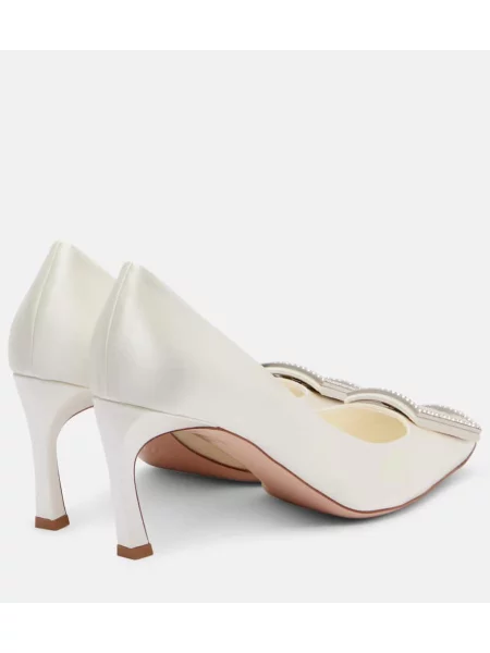 Pantofi cu toc Roger Vivier din satin alb
