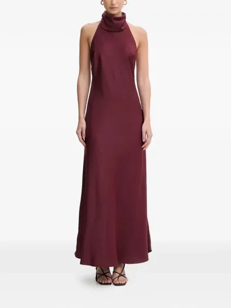 Rochie Bardot cu gât halter de costum roșu