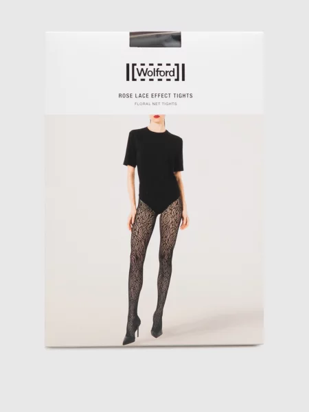 Кружевные колготы Wolford черные