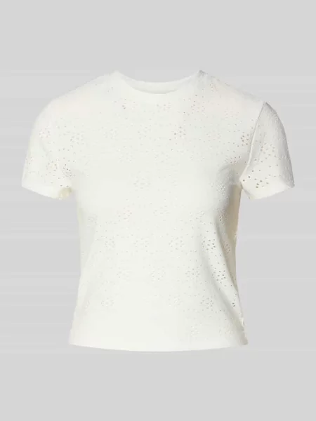 T-shirt o kroju relaxed fit z efektem podpalania model SMILLA' Only biała