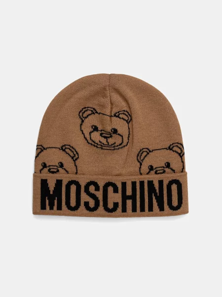 Шапка с вълна Moschino кафяво