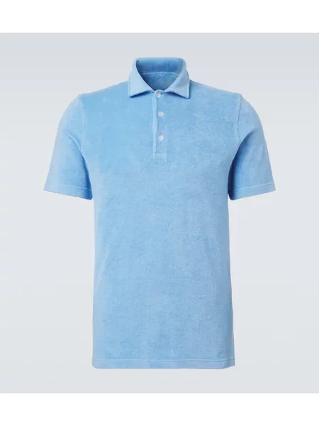 Tricou polo Fedeli din material terry albastru