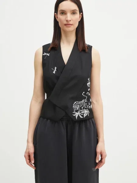 Kenzo kamizelka wełniana jednorzędowa czarny