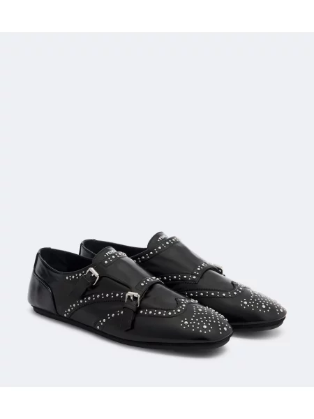 Pantofi Fendi din piele cu tepi cu bretele negru