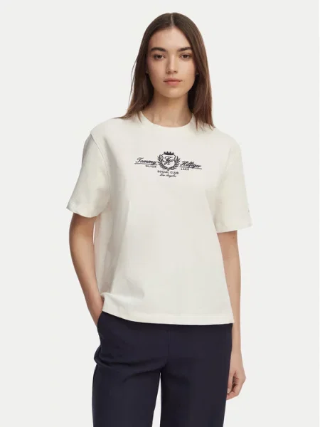 TOMMY HILFIGER Tričko VARSITY námořnická modř bílá