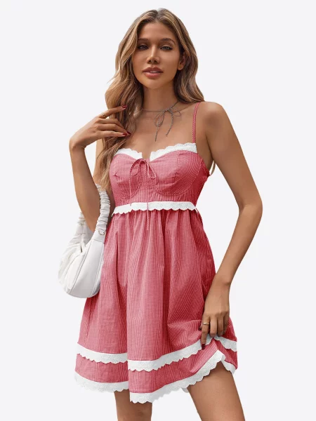 Imily Bela Rochie roși aprins / roșu pastel alb
