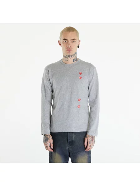 T-shirt Comme des Garçons PLAY Long Sleeve Logo Print T-Shirt UNISEX Grey XS szara