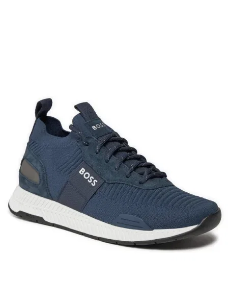BOSS BLACK Sneakers tornacipő Titanium_Runn_knst_N bőr hozzáadásával fekete