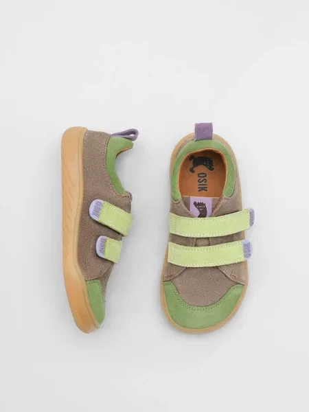Дитячі Кросівки повсякденні OSIK Barefoot Glibbo Earthy Green Mini шкіра/замша зелений