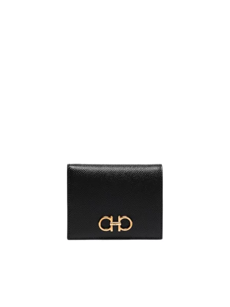 Portfel Salvatore Ferragamo skórzany z logo czarny