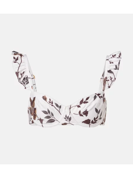 Top Agua By Agua Bendita cu model floral cu volane alb