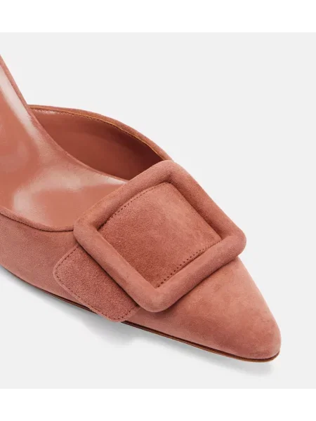 Papuci tip mules Manolo Blahnik din piele de căprioară maro