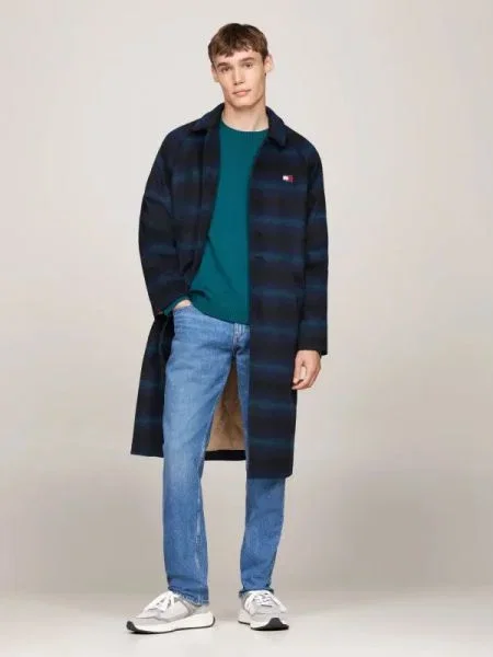 Tommy Jeans Palton cu adaos de lână negru