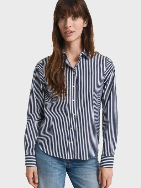 Смугаста класична сорочка Gant з попліну