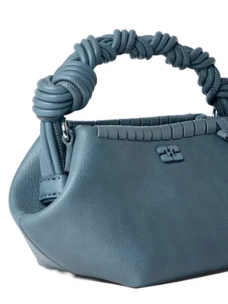 Geantă shopper Ganni din piele albastru