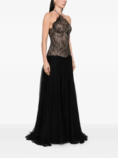 Rochie maxi M.marquise din dantelă cu gât halter negru