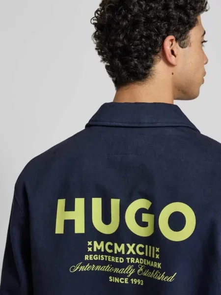 Koszulowa kurtka o kroju regular fit z czystej bawełny model BIYO' Hugo Blue niebieska