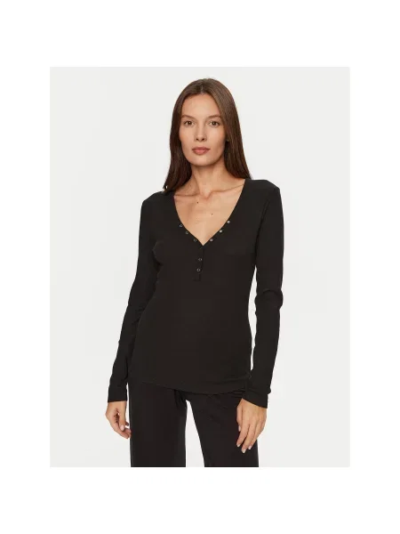 Hunkemöller Zgornji del pižame Slim Fit črna