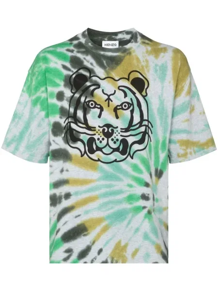 Tricou Kenzo cu imagine cu dungi de tigru cu legături verde
