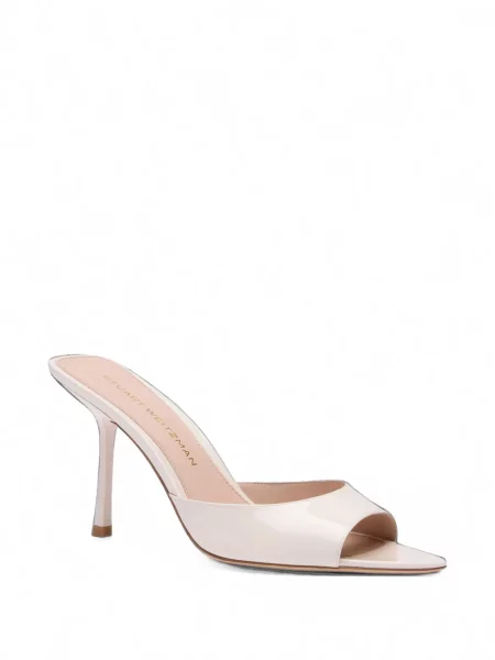 Sandale Stuart Weitzman din piele de lac alb