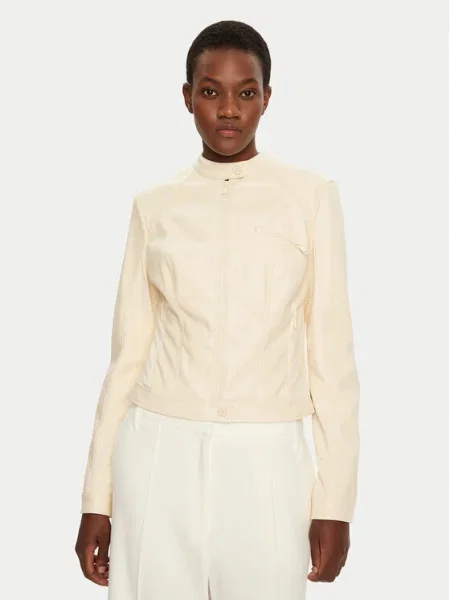 Guess Geacă de piele Écru bej