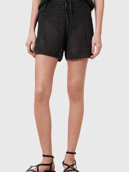 Шорти AllSaints PALOMA однотонна висока посадка чорний