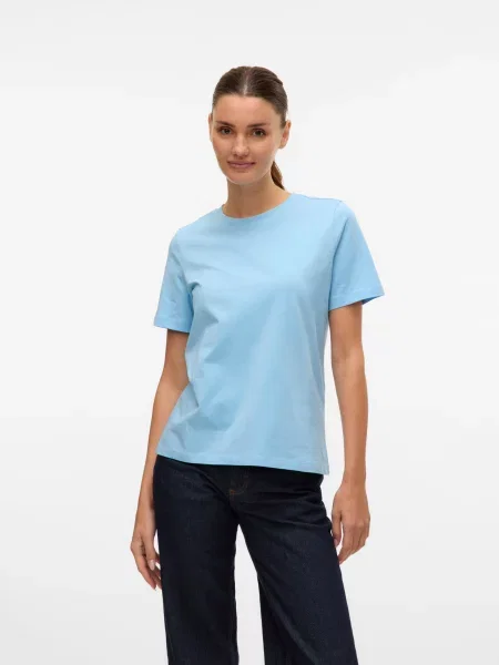VERO MODA Tričko VMPAULINA svetlomodrá modrá