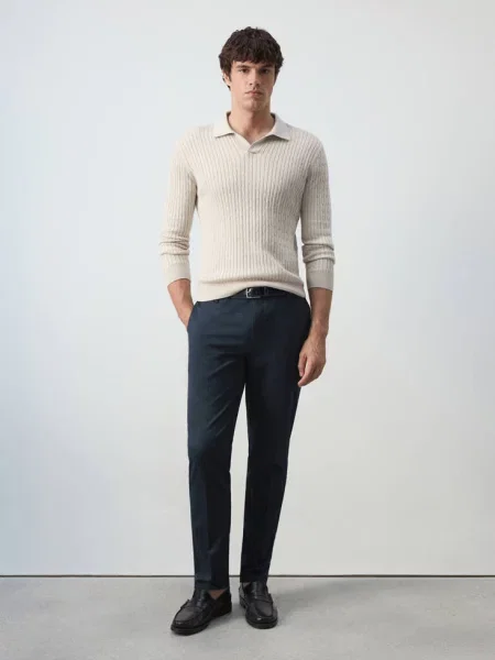 Spodnie chinosy Dublino slim fit Mężczyzna 38 MANGO MAN granatowy