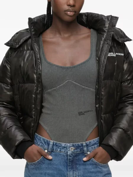 Подрязан дънково яке Karl Lagerfeld Jeans черно