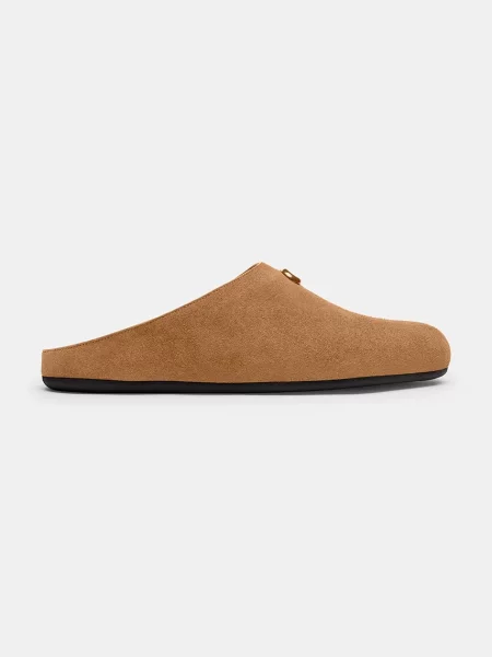 Coach șlapi mocasini pentru femei din piele întoarsă Sculpted C Soft Mule bej