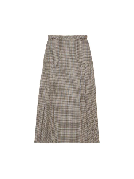 Spódnica Ines De La Fressange Paris wełniana w pepitkę szara