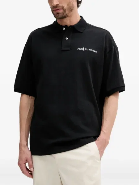 Tricou Polo Ralph Lauren cu decolteu rotund de mătase cu dungi alb