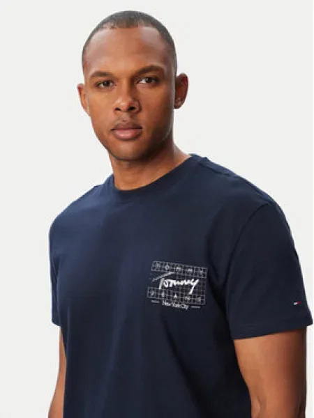 Tommy Jeans Majica Sign Mornarsko modra