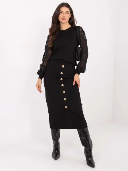 Fustă midi Factory Price până la genunchi negru