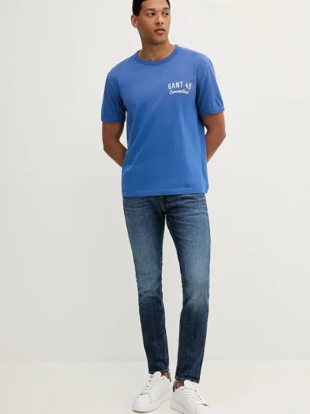Jeansy o kroju tapered fit z mieszanki bawełny model ‘SPIKE’ Pepe Jeans niebieski