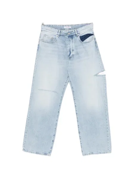 Blugi drepți Icon Denim zdrențuiți albastru