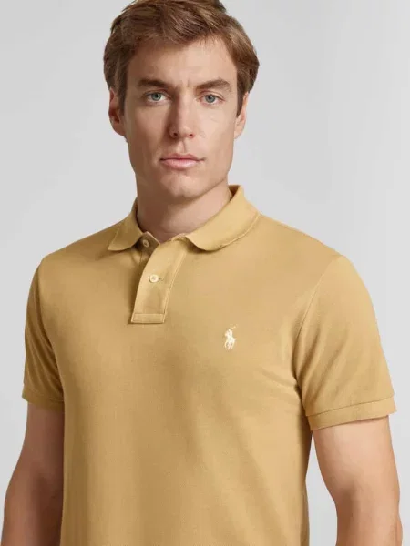 Koszulka polo Polo Ralph Lauren z logo z siateczką beżowa