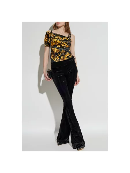 Bluzka Versace Jeans Couture na sprzączkę na jednym ramieniu żółta