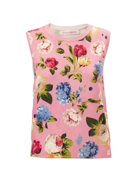 Vestă Carolina Herrera cu model floral cu imagine roz