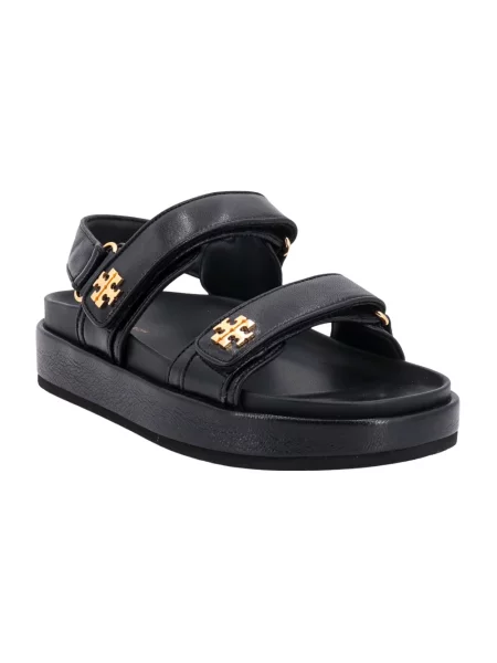 Sandały Tory Burch skórzane na platformie czarne