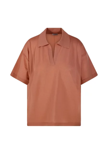 Tricou Roberto Collina tricotate cu decolteu în V portocaliu