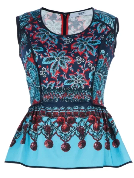 Cu peplum top Linda Farrow cu model floral cu imagine albastru