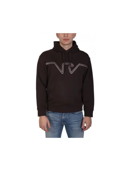 Bluza z kapturem Emporio Armani z kapturem z dżerseju z logo czarna