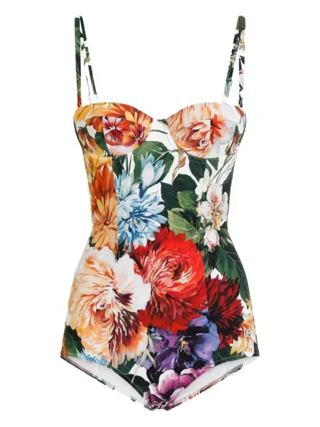 Costum de baie Dolce & Gabbana cu model floral cu imagine roșu