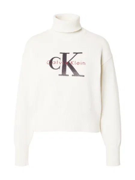 Calvin Klein Jeans Pulover gri / roșu alb