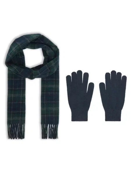 Kostkované rukavice Barbour modré