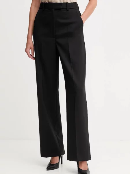 Tommy Hilfiger spodnie wełniane proste high waist czarny