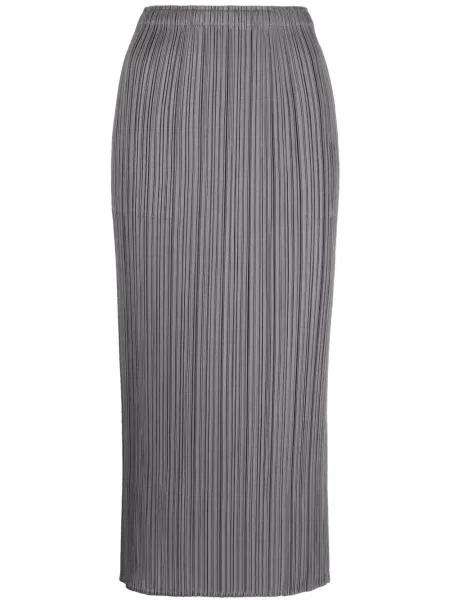 Fusta plisata Pleats Please Issey Miyake plisată până la genunchi gri