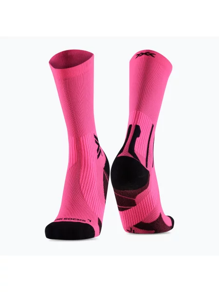 Ponožky X-Socks Run Perform Crew fluo pink/x black černé