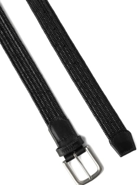 Cu centură curea Hackett London din piele țesută negru